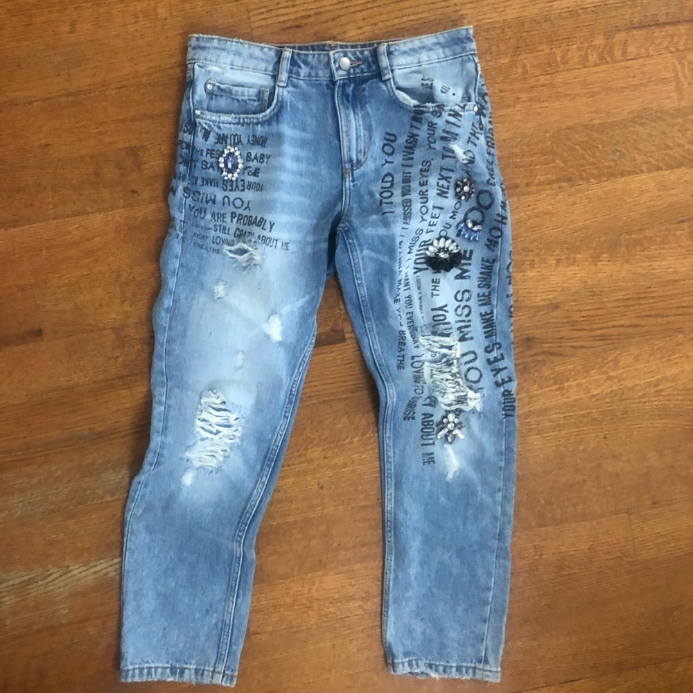 Zara embellished jeans size 2